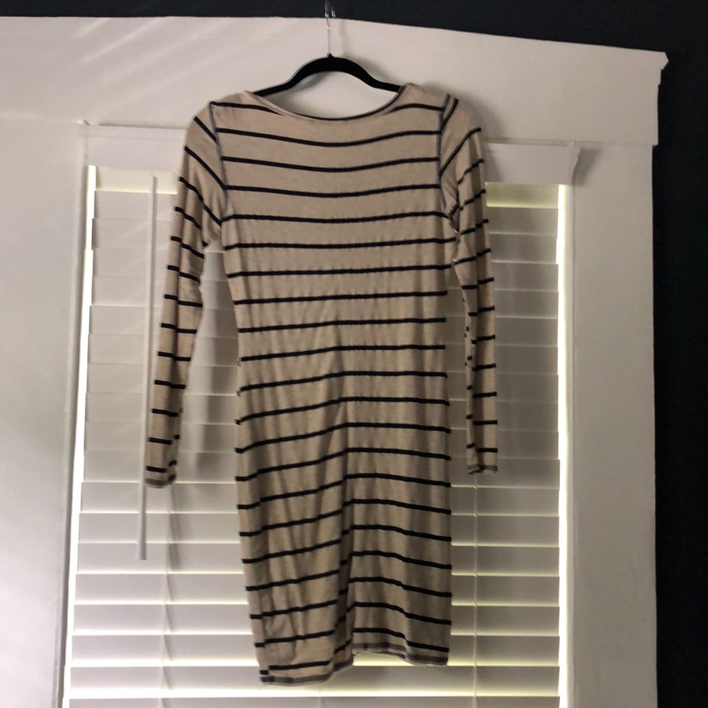 Tan and navy body on dress